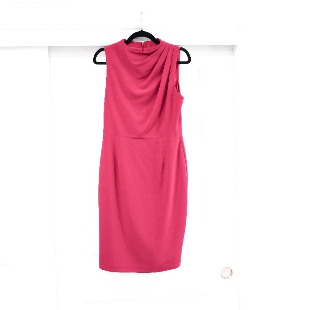 Black Halo Size 8 Pink Fuchsia Corrine Draped Cowl Neck Sheath Dress